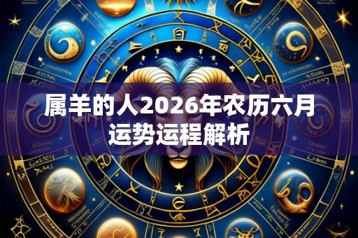 属羊的人2026年农历六月运势运程解析