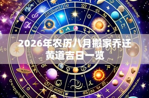 2026年农历八月搬家乔迁黄道吉日一览