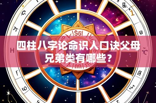 四柱八字论命识人口诀父母兄弟类有哪些?