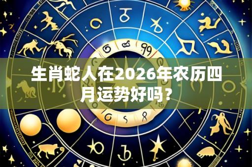 生肖蛇人在2026年农历四月运势好吗?