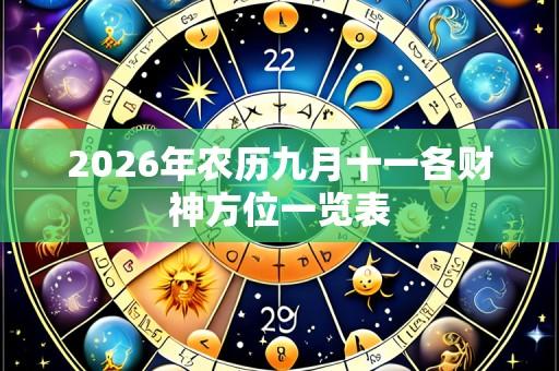 2026年农历九月十一各财神方位一览表