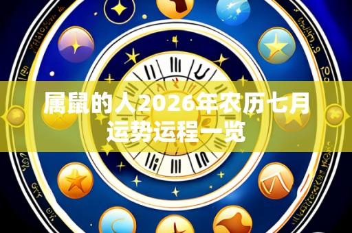 属鼠的人2026年农历七月运势运程一览