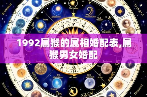 1992属猴的属相婚配表,属猴男女婚配