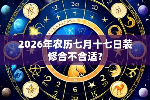 2026年农历七月十七日装修合不合适?