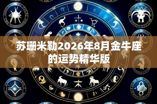 苏珊米勒2026年8月金牛座的运势精华版