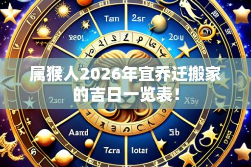 属猴人2026年宜乔迁搬家的吉日一览表!