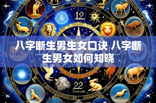 八字断生男生女口诀 八字断生男女如何知晓