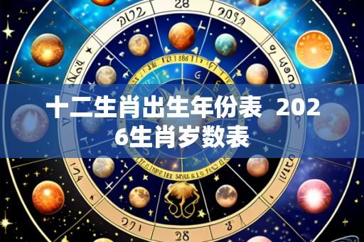 十二生肖出生年份表 2026生肖岁数表