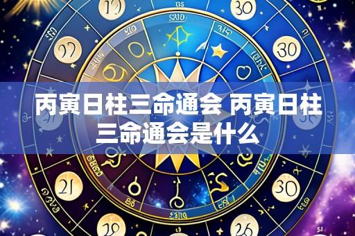 丙寅日柱三命通会 丙寅日柱三命通会是什么