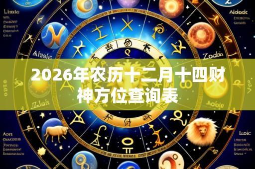 2026年农历十二月十四财神方位查询表