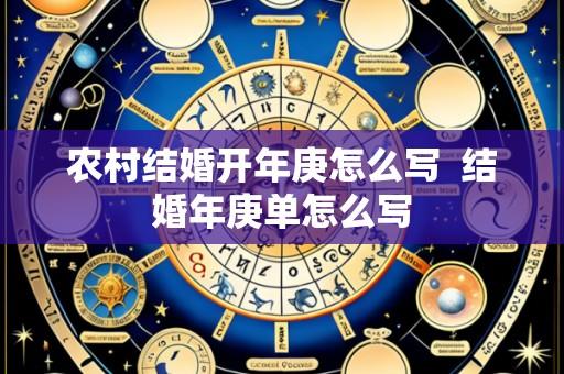 农村结婚开年庚怎么写 结婚年庚单怎么写