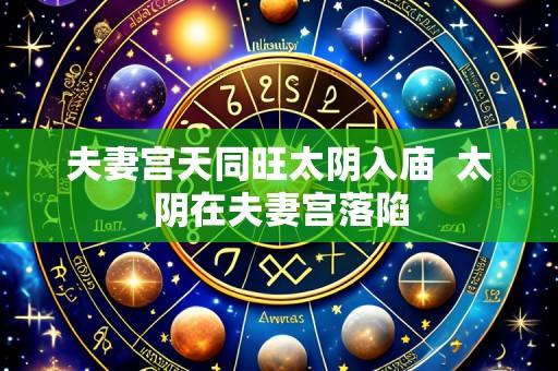 夫妻宫天同旺太阴入庙 太阴在夫妻宫落陷