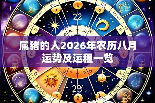 属猪的人2026年农历八月运势及运程一览