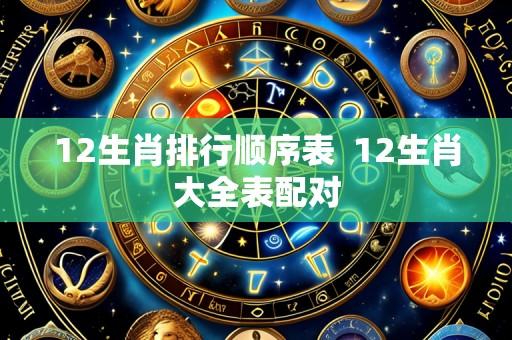 12生肖排行顺序表  12生肖大全表配对