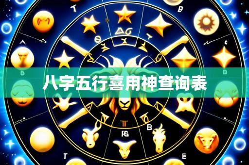 八字五行喜用神查询表