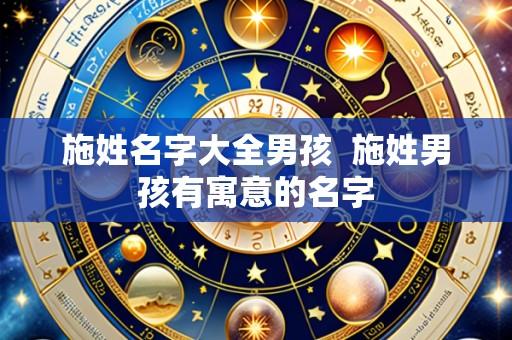 施姓名字大全男孩 施姓男孩有寓意的名字