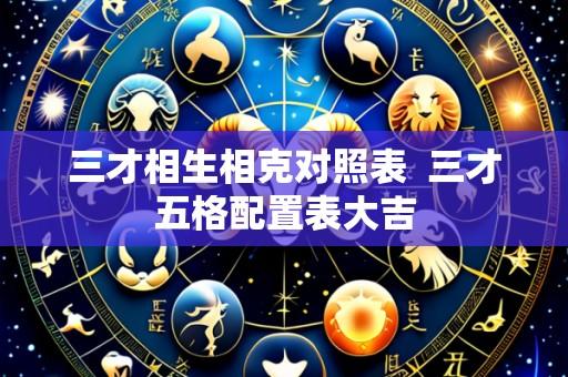 三才相生相克对照表 三才五格配置表大吉