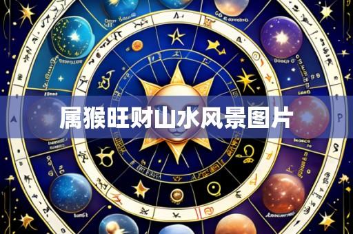 属猴旺财山水风景图片