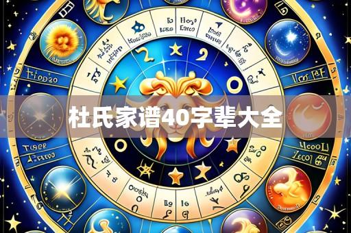 杜氏家谱40字辈大全